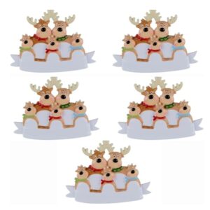 Set 5 Addobbi Natalizi in Resina – Ciondoli Albero di Natale Famiglia di Alci – Personalizzabili con Nome – Decorazioni Fai-da-Te per Creativi e Mercatini di Natale (7×8×1 cm)