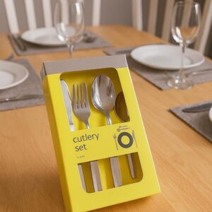 Set Posate 16 Pezzi in Acciaio Inox – Servizio Posate per 4 Persone – Design Elegante, Antiruggine, Lavabili in Lavastoviglie – Forchette, Coltelli, Cucchiai e Cucchiaini – Ideali per Casa e Regalo