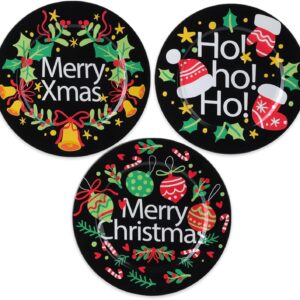 Set di 6 Piatti Decorativi Natalizi Ø 33 cm – Sottopiatti in Plastica Riutilizzabili – 3 Disegni Merry Christmas (2 Piatti per Design)