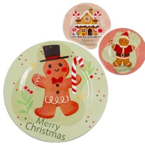Set di 6 Piatti Decorativi Natalizi Ø 33 cm – Sottopiatti in Plastica Riutilizzabili – Casa di Dolci e Omini di Pan di Zenzero (3 Disegni, 2 Piatti per Design)