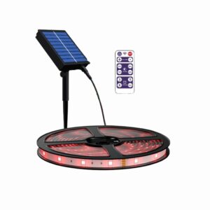 Striscia LED Solare Multicolore da Esterno – Luci Decorative Impermeabili IP67, 8 Modalità, Sensore Crepuscolare, Batteria 4400 mAh [Classe di efficienza energetica A]