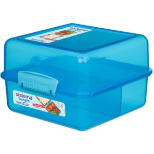 Porta Pranzo Lunch Box Sistema con Scomparti – Contenitore Alimentare Blu 15x15x10 cm