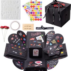 Explosion Box Fai-da-Te – Scatola Regalo a Sorpresa Personalizzabile con Adesivi e Modelli – Idea Regalo per Compleanni, Anniversari e San Valentino