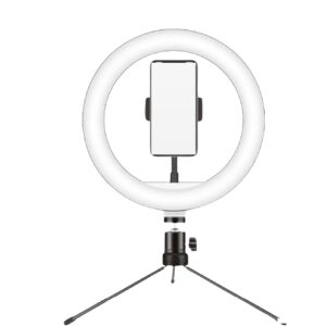 Luce ad Anello LED 12,6” con Treppiede 150 cm, Dimmerabile 3200K–6000K, Alimentazione USB, Telecomando Bluetooth, Supporto Smartphone