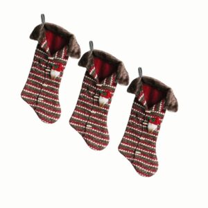 Set 3 Calze di Natale – Stile Scandinavo – Calze Natalizie Decorative da Appendere per Albero, Camino e Casa – Tessuto Morbid