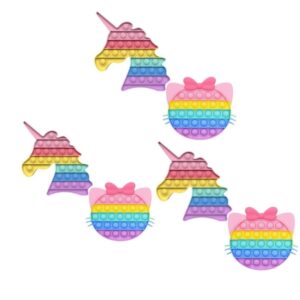 Set di 3 pezzi Pop It Unicorno e Hello Kitty – 28 Bolle ciascuno – Fidget Toys Antistress in Silicone – Gioco Sensoriale Riutilizzabile per Bambini e Adulti (PACK DA 3 PZ)
