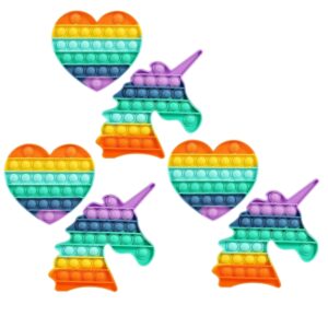 Set 3 Pezzi Pop It Unicorno e Cuore Super Colorati – Fidget Toys Antistress in Silicone – Gioco Sensoriale Riutilizzabile per Bambini e Adulti – Lavabile e Resistente