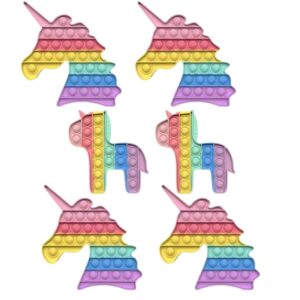 Set 6 Pop It Unicorno Antistress in Silicone – Fidget Toys Sensoriali Riutilizzabili per Bambini e Adulti – Gioco Calmante, Lavabile e Resistente