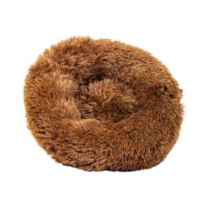 Cuccia per Cani di Piccola Taglia a Ciambella, Super Soffice e Pelosa, Marrone Sfumato, con Cuscino Coordinato e Fondo Antiscivolo