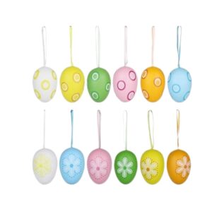 Set 12 Uova di Pasqua Decorative Dipinte – Uova Pasquali in Plastica Riutilizzabili e Colorate – Decorazioni per Casa, Giardino, Tavola, Feste e Fai da Te