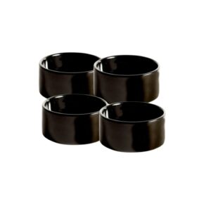 Set 4 Coppette Nere Lucide Ø 12 cm – Ciotoline Eleganti per Dessert, Snack e Antipasti – Design Moderno