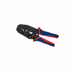 Pinza Crimpatrice Professionale con Ganasce Intercambiabili – Per Puntali, Ghiere e Connettori Fotovoltaici – Sistema a Cricchetto con Arresto Forzato – Impugnatura Antiscivolo in PVC