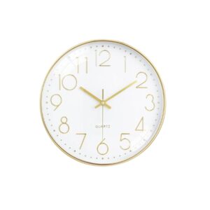 Orologio da Parete Moderno 30 cm Silenzioso, Numeri 3D Dorati Facili da Leggere, Orologio da Muro Senza Ticchettio con Movimento al Quarzo, Design Elegante per Cucina, Soggiorno, Camera da Letto e Ufficio