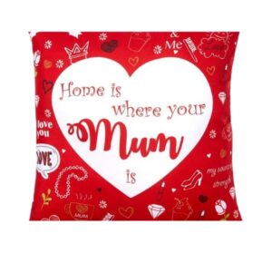 Cuscino Decorativo Rosso 40x40 cm – “Casa è dove c’è la mamma” – Con frase in inglese sul retro – Idea Regalo per la Mamma