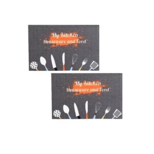 Set 2 Tappetini Cucina Antiscivolo 40x60 cm – Spessore 7 mm – Morbidi in Poliestere Assorbenti – Fondo in Lattice – Lavabili in Lavatrice – “My Kitchen Houseware and Food”