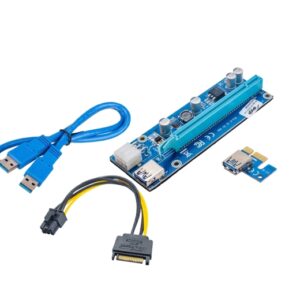Riser PCIe 1x a 16x (VER 009S) con cavo USB 3.0 55 cm, alimentazione 6-pin con adattatore, per schede video GPU, mining e configurazioni multi-GPU
