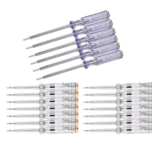 Set 20 Cacciaviti Cercafase (6×19 cm + 14×13 cm con clip), Tester di Tensione AC 200–250V, Cacciavite a Taglio con Indicatore Neon, Gambo Isolato