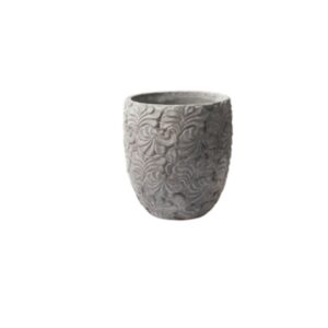Vaso Decorativo in Cemento Stile Nordico – Design Floreale e Geometrico, Colore Grigio, per Interni ed Esterni, 18x16x16 cm