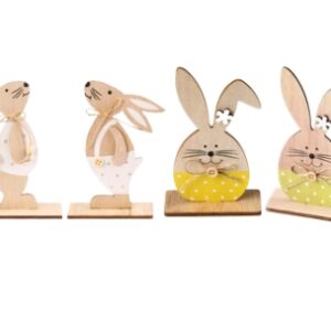 Decorazioni Pasquali in Legno – Set 4 Coniglietti Abbinati a Coppie, Decorazioni Pasqua per Casa e Giardino, Ornamenti Primaverili