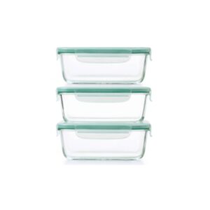 Set 3 Contenitori in Vetro Borosilicato 16x5 cm con Coperchio Ermetico – Sottovuoto con Beccuccio, Guarnizione in Silicone, Impilabili – Adatti a Forno, Microonde, Freezer e Lavastoviglie