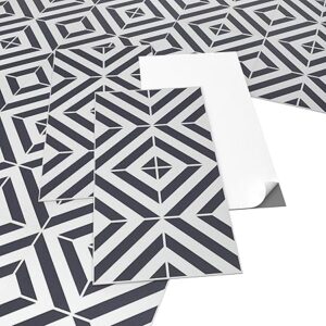 ARTENS - Pavimento in PVC - Piastrelle autoadesive - Effetto piastrella geometrica - Nero/Bianco - 2,25 m²/12 piastrelle