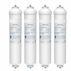 Filtro Acqua Esterno Universale per Frigorifero, Carbone Attivo da Gusci di Cocco, Certificato NSF, Installazione Rapida, Durata 6 Mesi / 5300 Litri - Confezione da 4 pezzi