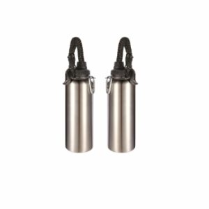 Borraccia Termica 1200 ml in Acciaio Inox, Set 2 Pezzi, Doppia Parete Sottovuoto, con Paracord e Moschettone, Bottiglia Isolata Caldo/Freddo per Sport, Scuola e Outdoor (Argento)
