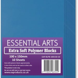 Blocchi di polimeri blu extra morbidi, 100 x 150 mm, confezione da 10 – 3,2 mm, super morbidi, per una facile scultura e artigianato – by Essential Arts