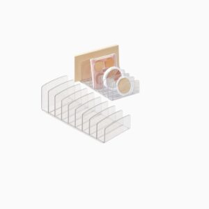 Organizer Trucchi in Plastica, Set 2 Vassoi Porta Cosmetici Compatti, Porta Make-Up da Tavolo, Salvaspazio, per Rossetti, Pennelli e Accessori, Ideale per Casa e Viaggio