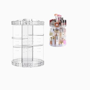 Organizzatore Trucchi Rotante 360° in Acrilico Trasparente, 6 Livelli Regolabili, Grande Capacità, Porta Cosmetici con Design Effetto Diamante