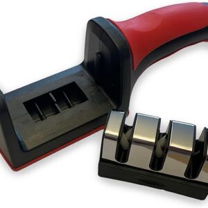 Pratico Affilacoltelli Manuale Arrota Coltelli, Affilatore RossoNero