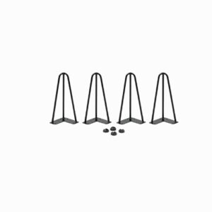 Set 4 Gambe a Forcina in Metallo 10 mm – Gambe per Tavolo e Mobili, Nero Opaco, Alta Resistenza fino a 400 kg, con Viti e Protezioni per Pavimento, Stile Industriale Moderno