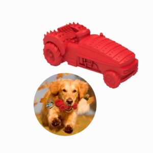 Giocattolo da Masticare per Cani Resistenti – Gomma Naturale con Fischietto, Anti-Stress e Pulizia Denti, per Cani Taglia Media e Grande (8–36 kg), Rosso
