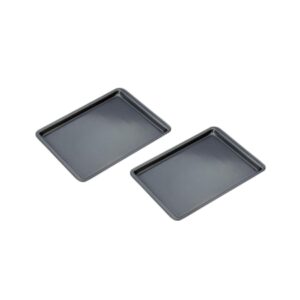 Set 2 Teglie da Forno Rettangolari 38x25x3 cm – Antiaderenti, Bordi Bassi, Stampi per Pizza, Focaccia e Dolci Salati, Lavabili in Lavastoviglie