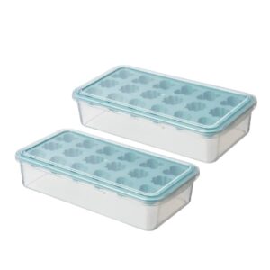 Set 2 Stampi per Ghiaccio con Coperchio – 18 Forme Fiori, Farfalle e Coccinelle – Contenitore per Freezer Multiuso per Ghiaccio, Cioccolatini e Caramelle – Colore Verde