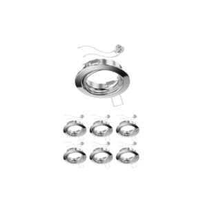 Set 7 Faretti LED da Incasso Orientabili GU10 7W 4000K – Finitura Cromata – Luce Naturale – Per Cartongesso e Legno – Facili da Installare
