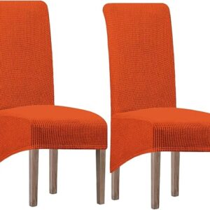 Coprisedia in spandex elastico XL per sala da pranzo, fodera per sedia in jacquard elasticizzata, rimovibile, lavabile, protezione per sedie da pranzo, cucina, hotel e matrimoni (arancione, set di 2)