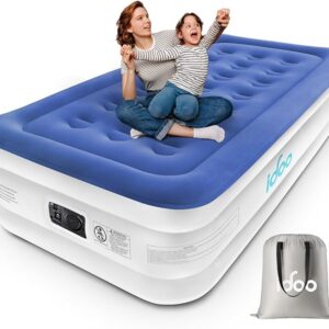 iDOO Letti Gonfiabili Singolo,Letto ad Aria Gonfiabile con Pompa Integrata, Gonfiamento/Sgonfiamento Rapido Automatico in 3 Minuti,Superficie Superiore Letto Confortevole,99x190x46cm, Blu