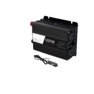 Inverter Auto 12V a 240V 500W (1000W Picco) con 2 Prese AC e 2 Porte USB 3.1A – Convertitore Corrente per Auto, Camper e Campeggio con Protezioni di Sicurezza