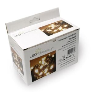 Catena luminosa a LED da 20 m, luce bianca calda, con 200 LED