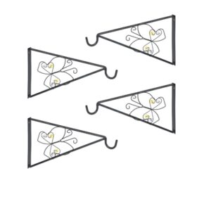 Staffe da Parete per Vasi Sospesi Set 4 Pezzi – Ganci Decorativi in Metallo con Farfalla per Giardino, Balcone e Casa