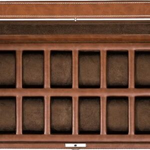 ROTHWELL Scatola per Orologi da Uomo in Pelle a 12 Slot - Supporto per scatole portaoggetti da Uomo con Parte Superiore in Vetro di Grandi Dimensioni