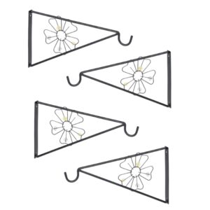 Staffe da Parete per Vasi Sospesi Set 4 Pezzi – Ganci Decorativi in Metallo con Fiore per Giardino, Balcone e Casa