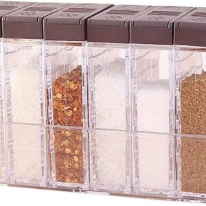 Set 6 Contenitori Portaspezie Ermetici – Barattoli Spezie in Plastica Senza BPA con Coperchio – Organizer Cucina e Campeggio per Sale, Pepe, Zucchero e Aromi