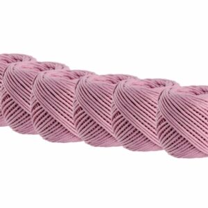 Set 6 Gomitoli Cordino Macramè in Cotone Naturale 100 m x 4 mm – Filo Intrecciato 4 Capi per DIY, Uncinetto, Tessitura, Decorazioni Boho e Appendivasi – Rosa