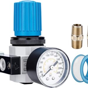 NANPU 1/4" BSPP Regolatore d'Aria Compressa - Alta Pressione, Lega di Zinco, Manometro (0-16 bar), Staffa Metallica, per Compressore d'Aria, Utensili Pneumatici
