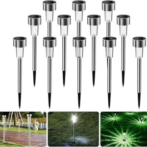 Lampada Solare Giardino Esterno, 12PCS LED Luci Solari Giardino, Lampade da Esterno per Prato, Decorativo LED Lampade Solari, IP65 Impermeabile Solari Luce, Lampade Solari, Inox Paesaggio Strade