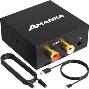 Convertitore,Convertitore Audio Digitale Analogico per Lettore Blu Ray Sky HD XBox Televisiva,Adattatore Ottico,Cuffie Audio Digitale,Spdif to Jack 3.5,Adattatore Audio Ottico Stereo,Nero