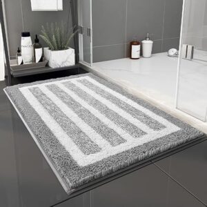Tappeto da bagno di lusso, super morbido e spesso, in microfibra assorbente, di grandi dimensioni, con fondo antiscivolo, per bagno, cucina, camera da letto, grigio, 50 x 80 cm