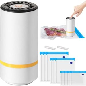 Mini Sigillatrice sottovuoto 10 pezzi Sacchetti riutilizzabili per la conservazione degli alimenti Sacchetti sottovuoto per alimenti Aria compressa Sacchetti per congelatore a chiusura lampo per la cucina